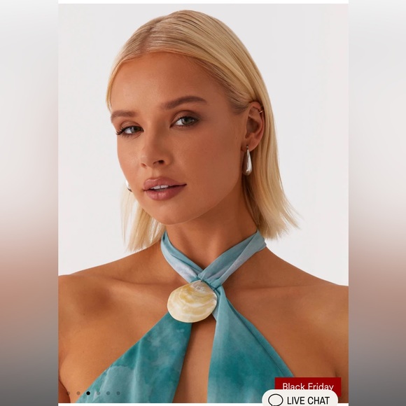 Elegant Teal Halter Mini Dress - Picture 3 of 6